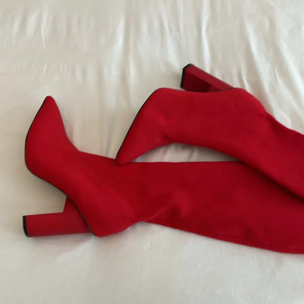 NWOB Zara red sock boots - Picture 5 of 10